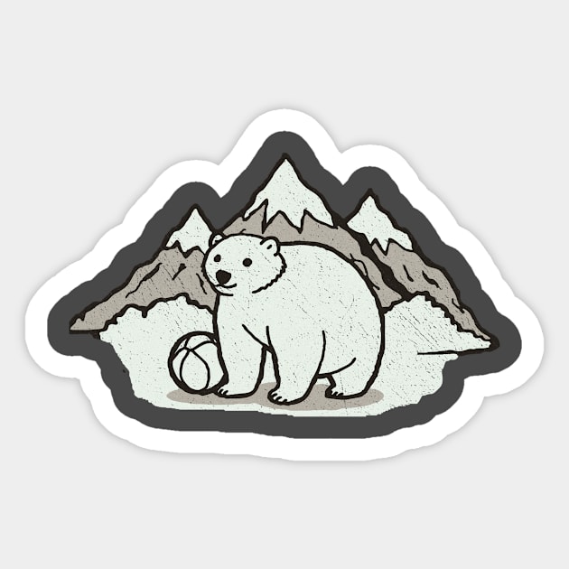 Mountains Polar Bear and Ball Sticker by DonWillisJrArt